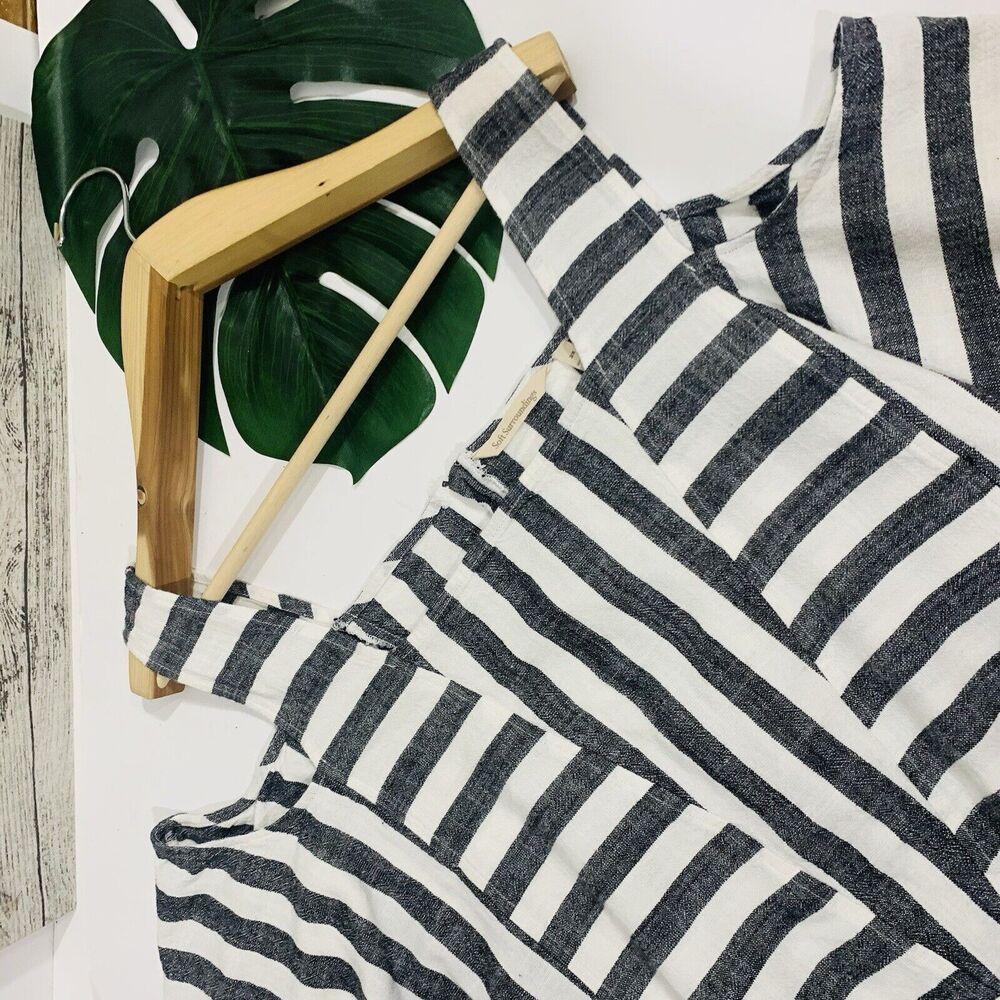 Soft Surroundings Women's Sunset Striped Cold Shoulder Linen Tunic Top Medium - Picture 12 of 16